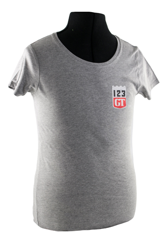 T-shirt woman grey 123GT emblem in the group Accessories / T-shirts / T-shirts Amazon/122 at VP Autoparts Inc. (VP-TSWGY15)