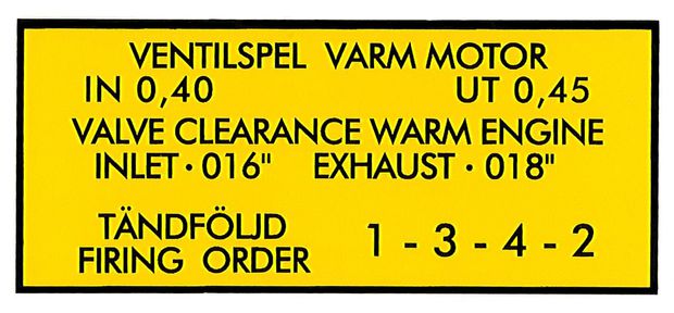 Decal Valve cover B16 in the group Volvo / PV/Duett / Miscellaneous / Decals / Decals 544/210 at VP Autoparts Inc. (105)