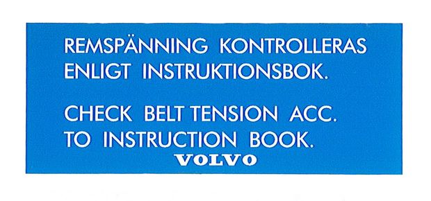 Decal belt tension Amazon/1800 B20 in the group Volvo / 1800 / Miscellaneous / Decals 1800 1961-73 at VP Autoparts Inc. (132)