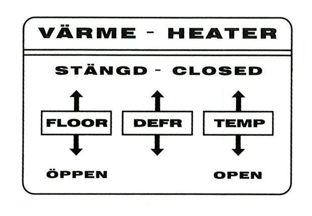 Decal Heater control 1800 in the group Volvo / 1800 / Interior / Misc. Equipment / Interior equipment P1800 1961-73 at VP Autoparts Inc. (134)