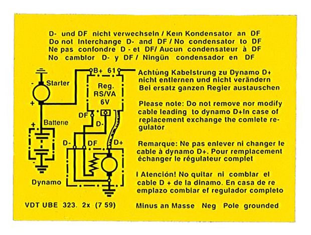 Decal charging relay 6V in the group Volvo / Amazon/122 / Electrical components / Generator DC / Generator mounting B16 at VP Autoparts Inc. (180)