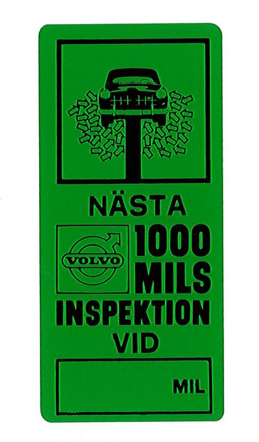 Dekal Nästa 1000-milsservice grön i gruppen Volvo / 140/164 /        / Dekaler       / Dekaler 164 hos VP Autoparts Inc. (192)