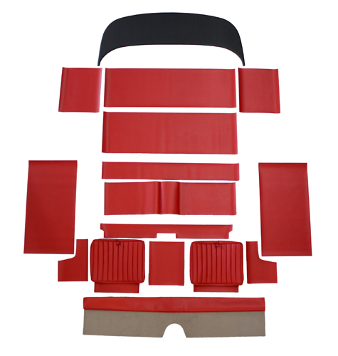 Rear seat kit P1800 61-62 red in the group Volvo / 1800 / Interior / Upholstery Jensen / Upholstery code 303-213 vinyl 1961-62 at VP Autoparts Inc. (277302)