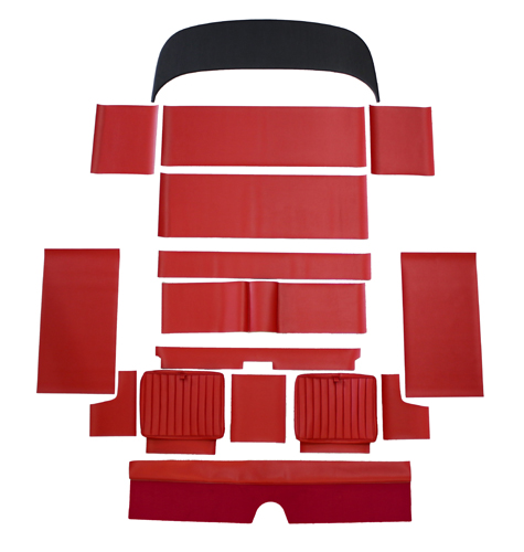 Rear seat kit P1800 1963 red in the group Volvo / 1800 / Interior / Upholstery Jensen / Upholstery code 305-218 1963 at VP Autoparts Inc. (277304)