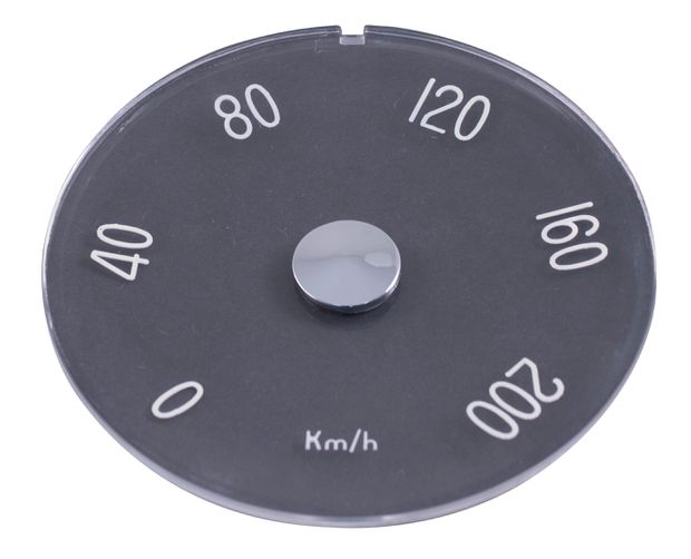 Dial glass, speedometer P1800 (Km/h)-69 in the group Volvo / 1800 / Electrical components / Instrument / Instrument B18 1961-69 at VP Autoparts Inc. (673439-DIAL)