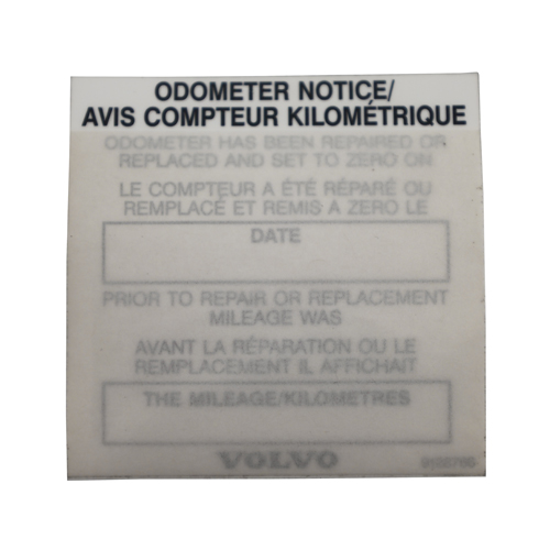 Decal Odometer Notice in the group Volvo / 240/260 / Electrical components / Instrument / Instrument 240 diesel at VP Autoparts Inc. (9128766)