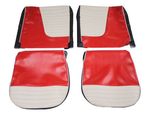 Cover Front seat 444L 1957 US red/beige in the group Volvo / PV/Duett / Interior / Upholstery 444 / Upholstery 444 code 12-130 USA 1956-57 at VP Autoparts Inc. (97649-SET)