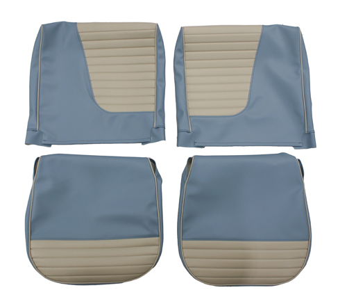 Cover Front seats 444L 1957 blue/white in the group Volvo / PV/Duett / Interior / Upholstery 444 / Upholstery 444 code 17-139 USA 1957 at VP Autoparts Inc. (98038-40)