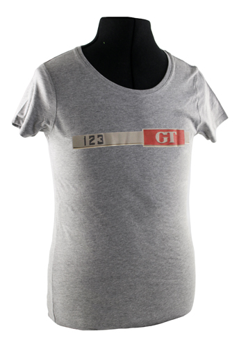 T-Shirt woman grey 123GT emblem i gruppen Accessories / T-shirts / T-shirts Amazon hos VP Autoparts Inc. (VP-TSWGY10)