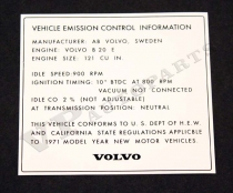 Decal emission control B20E 1971