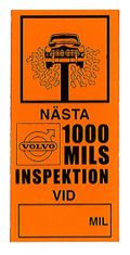 Decal "Nästa 1000-milsservice" orange