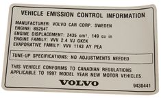 Decal Emission control Canada