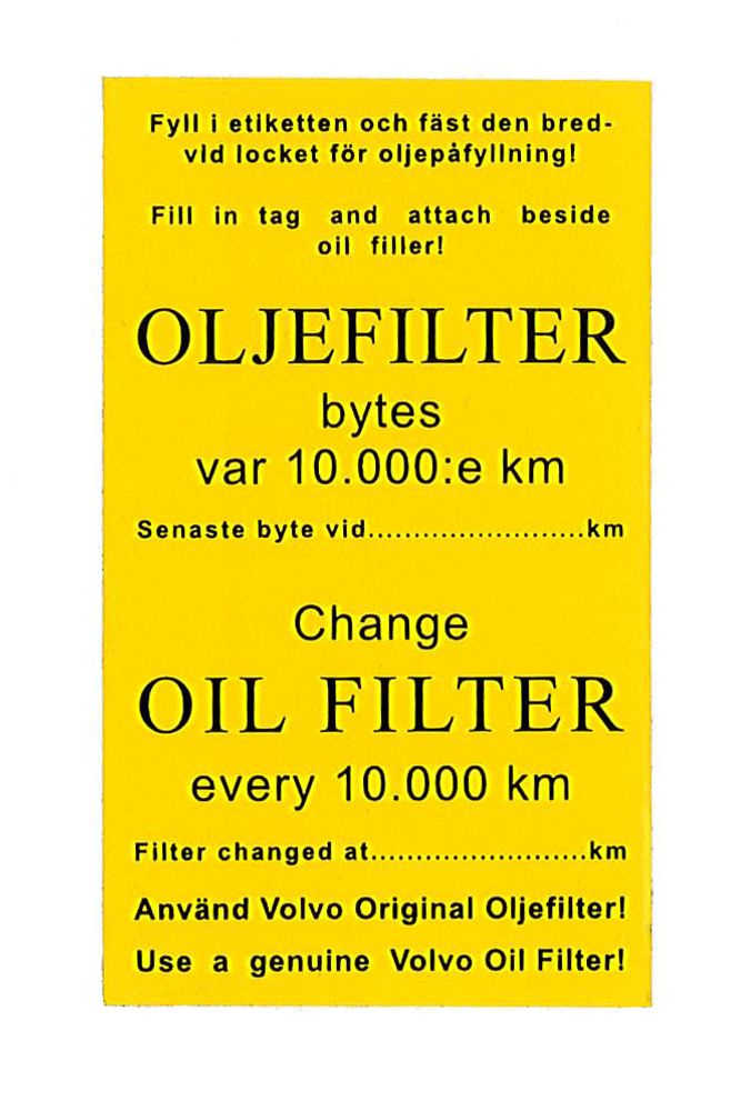 Decal service oil filter