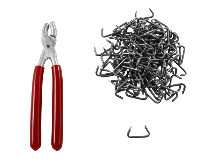 Upholstery install kit with plier